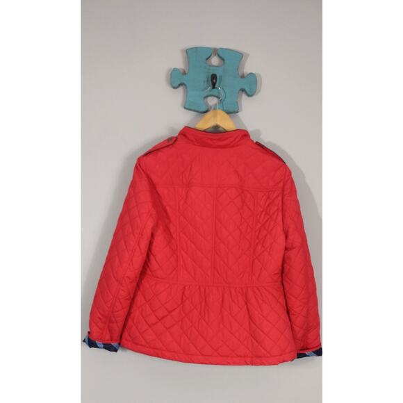 Talbots Diamond Quilted Military Jacket Red Size Medium Zipper Front - Picture 15 of 15